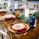 Farm Table with colored goblets